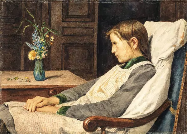 Albert Anker — Die Genesende – Convalescence — Galerie Kornfeld