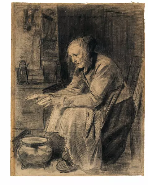 Albert Anker — Hohes Alter. II – Portrait Frau Anker, geb. Geissler — Galerie Kornfeld