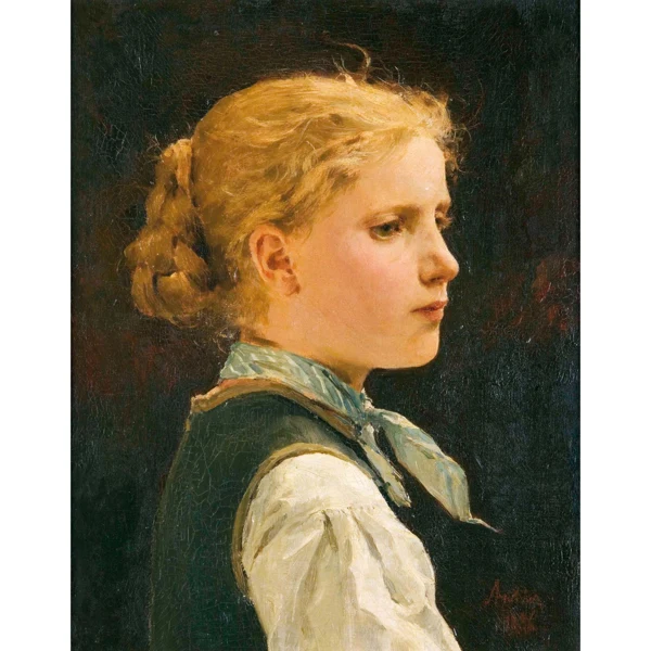 Albert Anker — BILDNIS EINES MÄDCHENS, 1886 PORTRAIT OF A GIRL, 1886