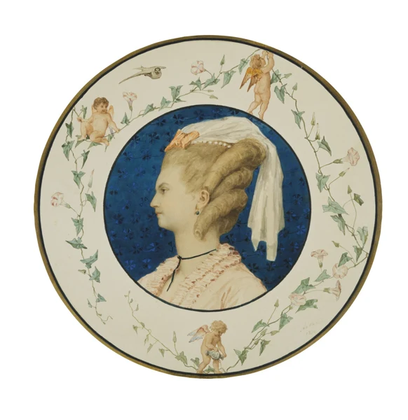 Albert Anker — Young woman in profile (sketch for faeince work), 1874