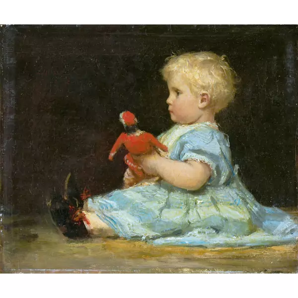 Albert Anker — MARIE ANKER MIT PUPPE, 1873 MARIE ANKER WITH DOLL, 1873