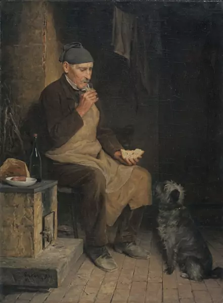 Albert Anker — ALTER MANN BEIM ZNÜNI (GYP), 1901OLD MAN TAKING A REST (GYP), 1901