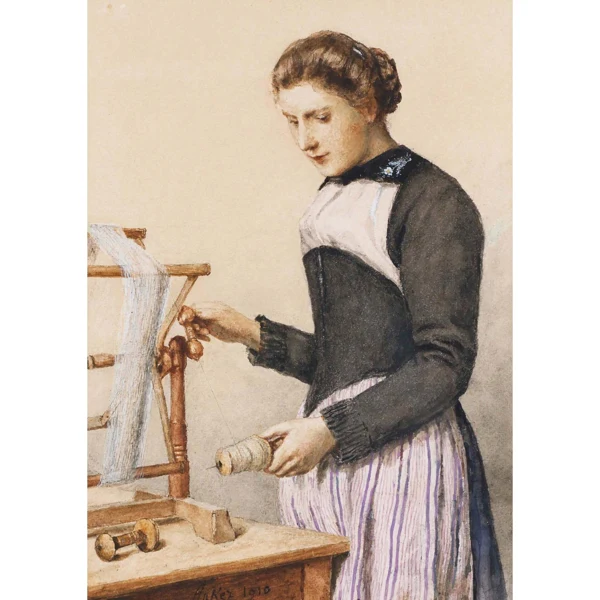 Albert Anker — JUNGE FRAU AM WEBSTUHL, 1910 YOUNG WOMAN AT LOOM, 1910