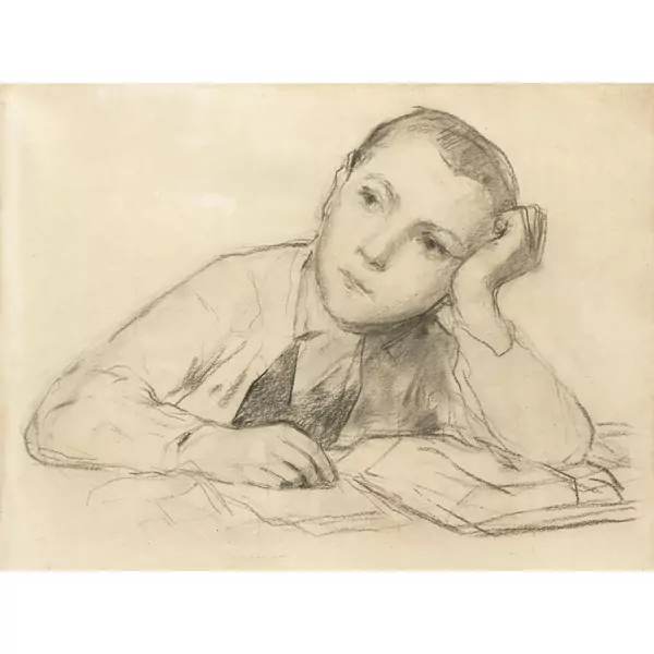 Albert Anker — STUDIE ZU 'SCHREIBENDER KNABE' STUDY FOR 'WRITTING BOY'