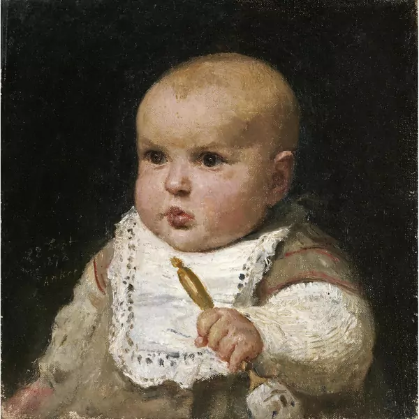 Albert Anker — KLEINKIND MIT RASSEL, 1878 INFANT WITH RATTLE, 1878