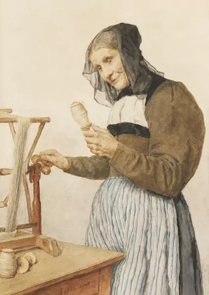 Albert Anker — ALTE FRAU MIT GARNSPINDEL, 1908OLD WOMAN WITH SPINDLE, 1908