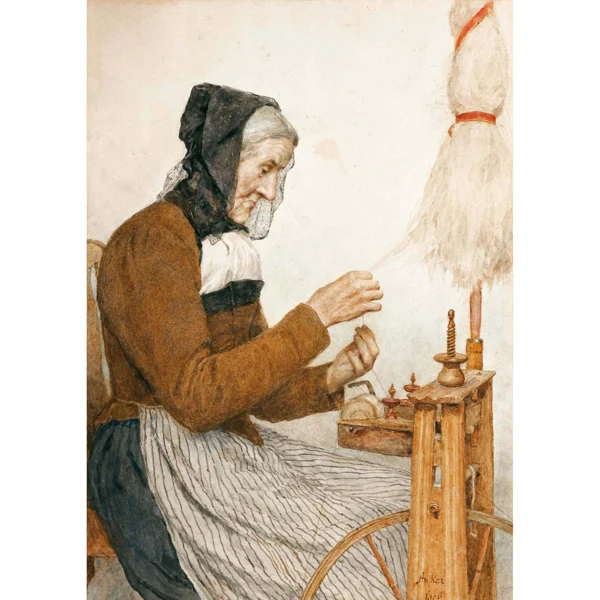 Albert Anker — GROSSMUTTER AM SPINNRAD, 1906 GRANDMOTHER AT THE SPINNING WHEEL, 1906