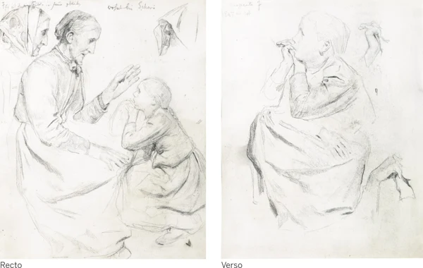Albert Anker — Figuren Studien (recto/verso), 1847