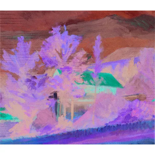 Albert Chavaz — Sommerliche Landschaftspartie mit Häusern.