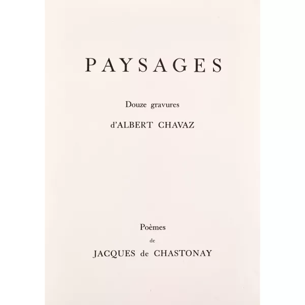 Albert Chavaz — "Paysages".