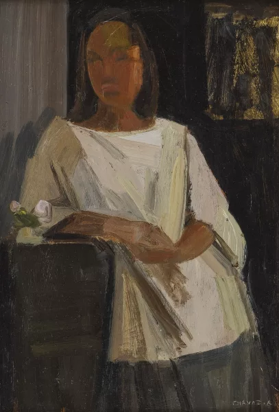 Albert Chavaz — Femme en chemise blanche