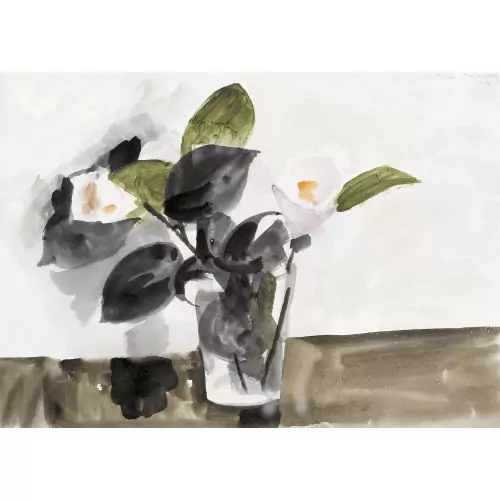 Stillleben mit Blumen im Glas