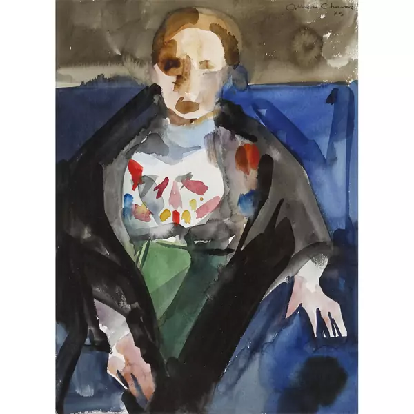 Sitzende Frau