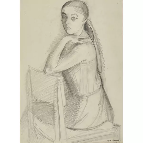 Sitzende junge Frau