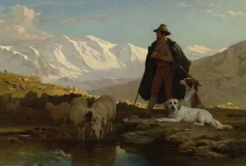 ALBERT DE MEURON — Hirte in Landschaft. 1862. — Koller Auktionen