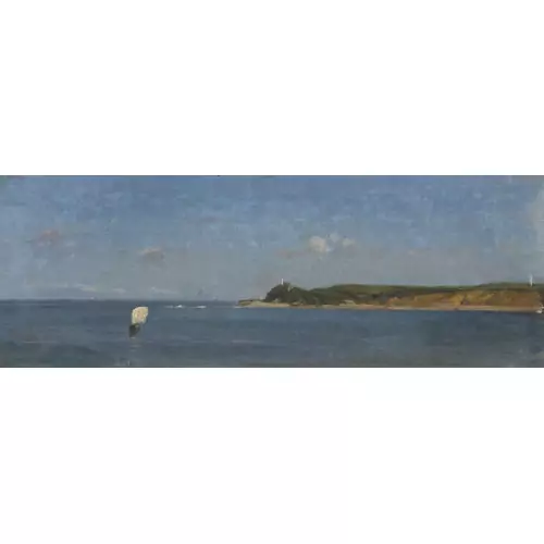 Südliche Küstenlandschaft mit Segelboot