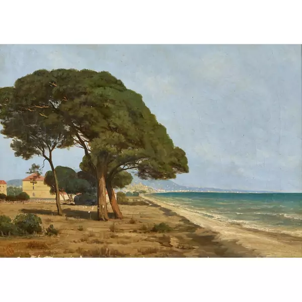 Südlicher Strand mit Pinienbäumen