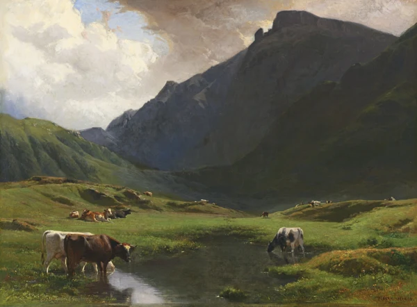 Albert de Meuron — PAYSAGE ALPIN AVEC DES VACHES ET DES CHÈVRES, 1859ALPINE LANDSCAPE WITH COWS AND GOATS, 1859