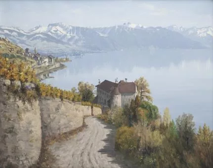 Albert Duplain — Albert Duplain (1890-1978), 'Château de Glérolle, vue depuis les vignes'.