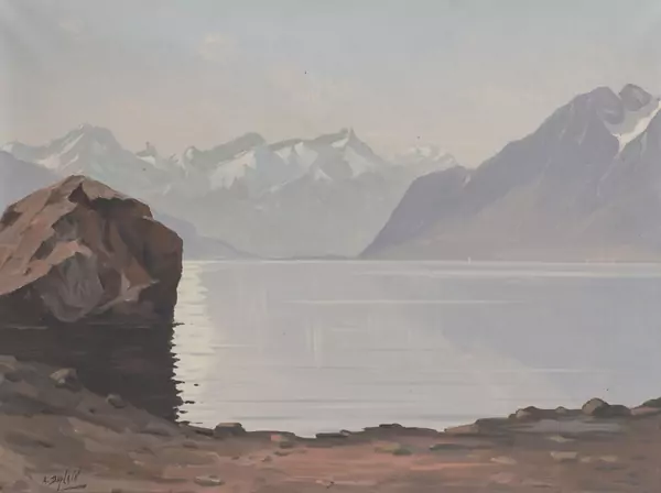 Albert DUPLAIN (1890-1978), 'Lac et montagnes', huile — DognyAuction
