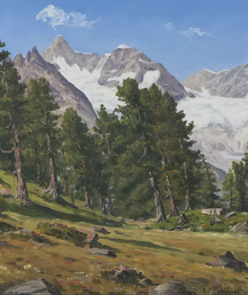 Albert DUPLAIN (1890-1978), "Glacier dans les Alpes vers les dents du midi", huile — DognyAuction