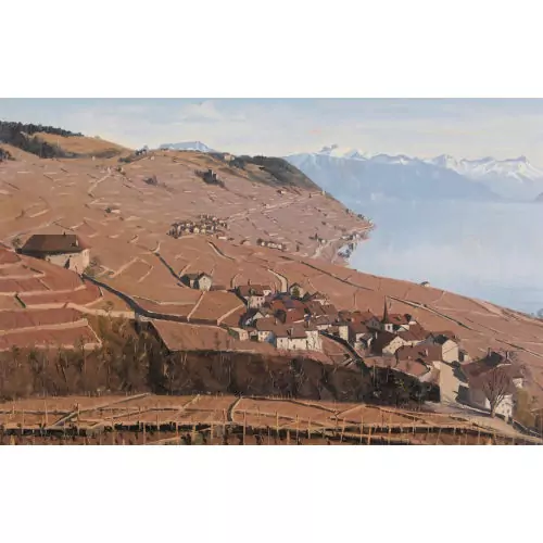 Herbstliche Ansicht von Riex im Lavaux