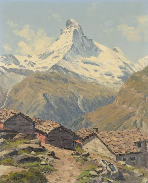 Albert Duplain (1890-1978), "Les Mazots au bas du Cervin". — DognyAuction