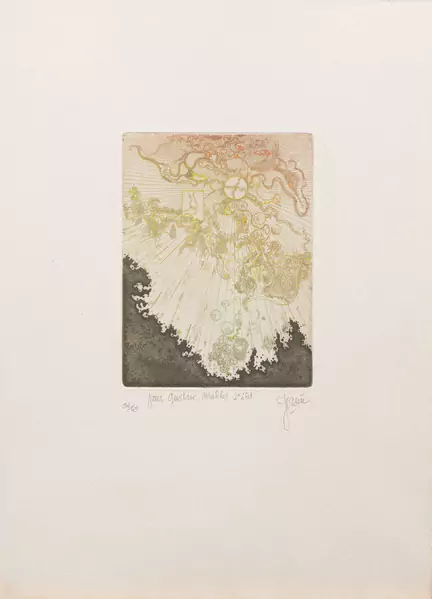 Albert-Edgar YERSIN (1905-1984), 'Composition organique', estampe couleur — DognyAuction