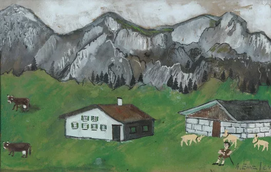 Albert Enzler — Alplandschaft mit Senn und Tieren