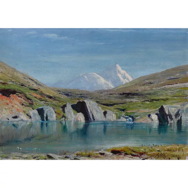 Albert Gos — Walliser Alpenlandschaft mit Bergsee.