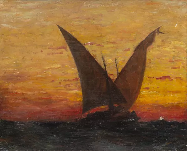 Albert H. GOS (1852-1942), "La Vaudoise au soleil couchant", huile — DognyAuction