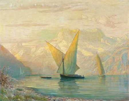 ALBERT GOS — Lac Léman mit Segelbooten. — Koller Auktionen