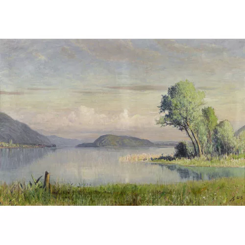 Albert Gos — Bielersee mit St. Petersinsel.