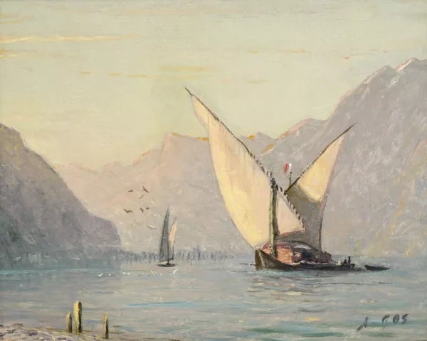 Albert Gos — Barque lémanique vers Villeneuve