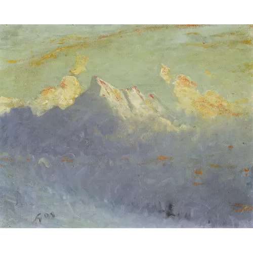 Albert Gos — Walliser Bergpartie bei Sonnenaufgang.