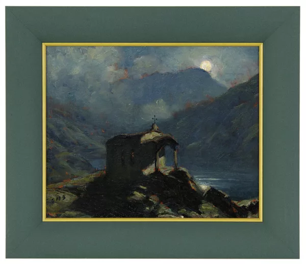Albert Gos — Albert Gos (1852-1942), Le lac noir, huile sur