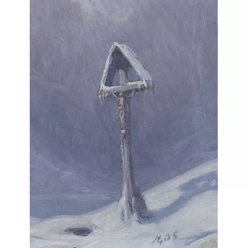 Albert Gos — Wegkreuz im Winter.