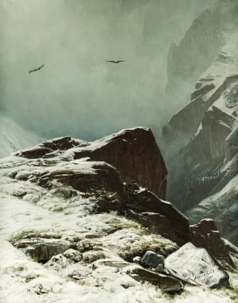 Albert Gos — Scène de montagne enneigée