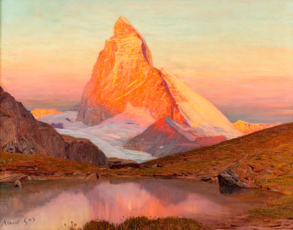Albert Gos — , "Soleil levant au Riffelberg en automne",