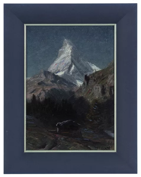 Albert Gos — Albert Gos (1852-1942), Le Cervin, huile sur toile,