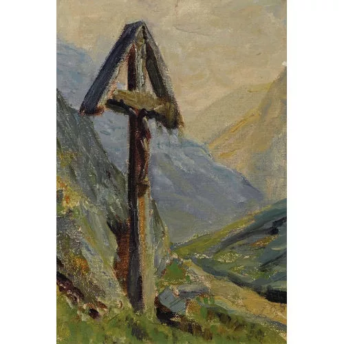 Albert Gos — Alpenlandschaft mit Kreuz.