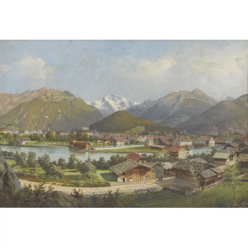 Albert Gysling — Sommerliche Ansicht von Interlaken mit der Jungfrau.