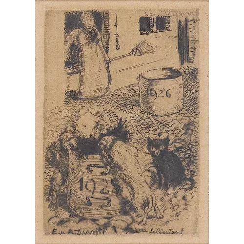 Albert Jakob Welti — Neujahrskarte 1925/26.