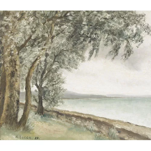 Albert Locca — Arbres au bord du lac.