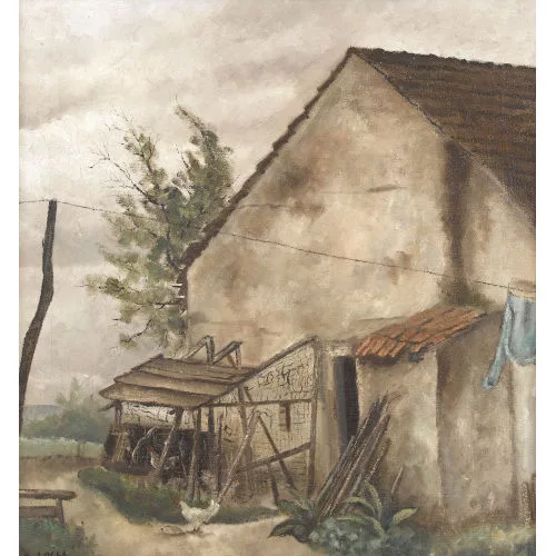 Albert Locca — Hinterhof mit Hühnerstall.