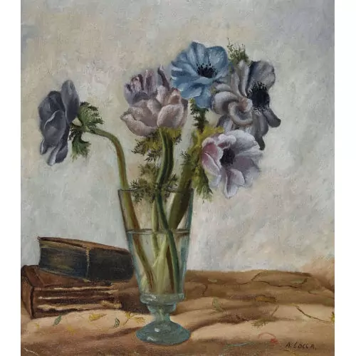 Stillleben mit Anemonen im Glas