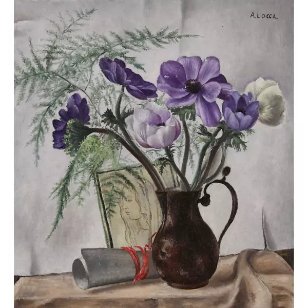 Stillleben mit Anemonen in Kupferkanne