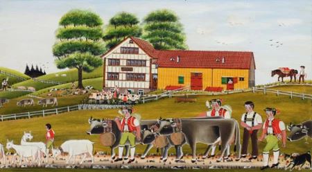 Alpfahrt vor Restaurant Weesen, 1966