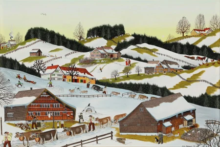 Winterszene in Appenzeller Landschaft, 1975