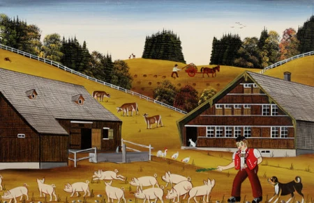 Appenzeller Senn mit Schweinen, 1972